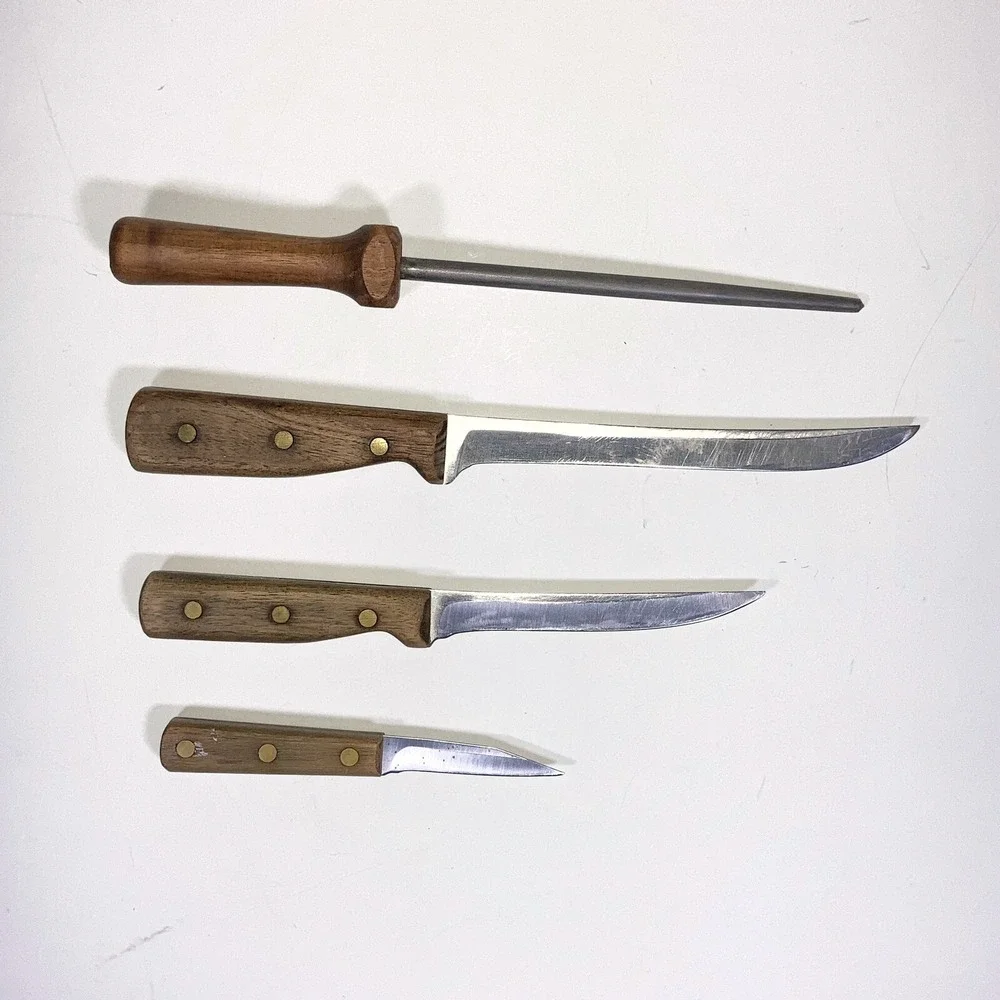 VTG Chicago Cutlery 4 Slot Knife Storage Block 66S, 61S, 100S & Sharpening Steel